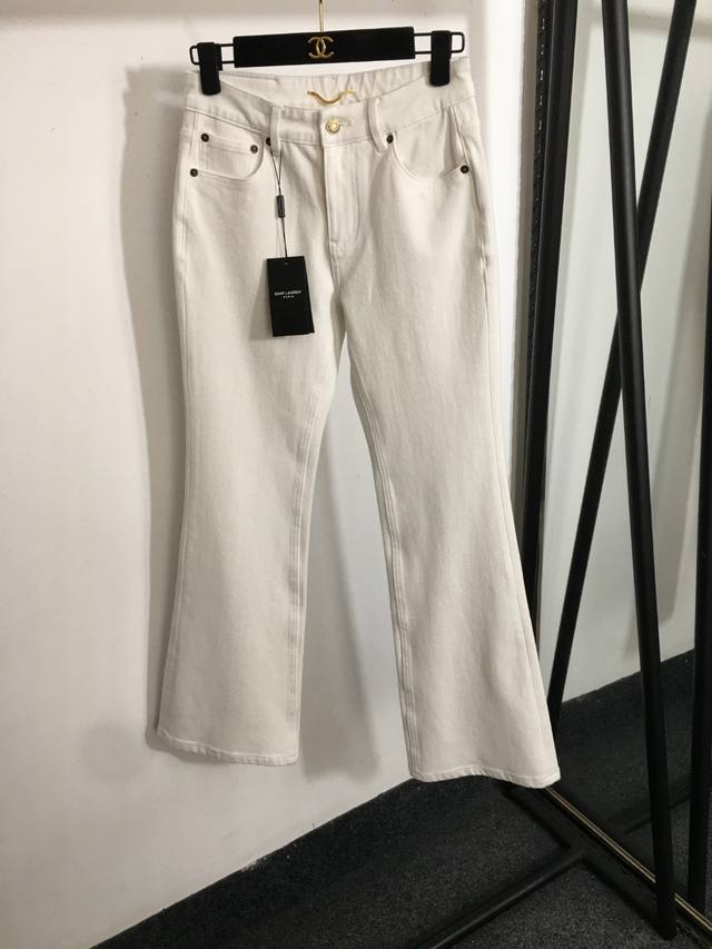 Style Number 20252077 Ysl*New Arrival Back Logo Embroidered Slim-Fit Flare Denim