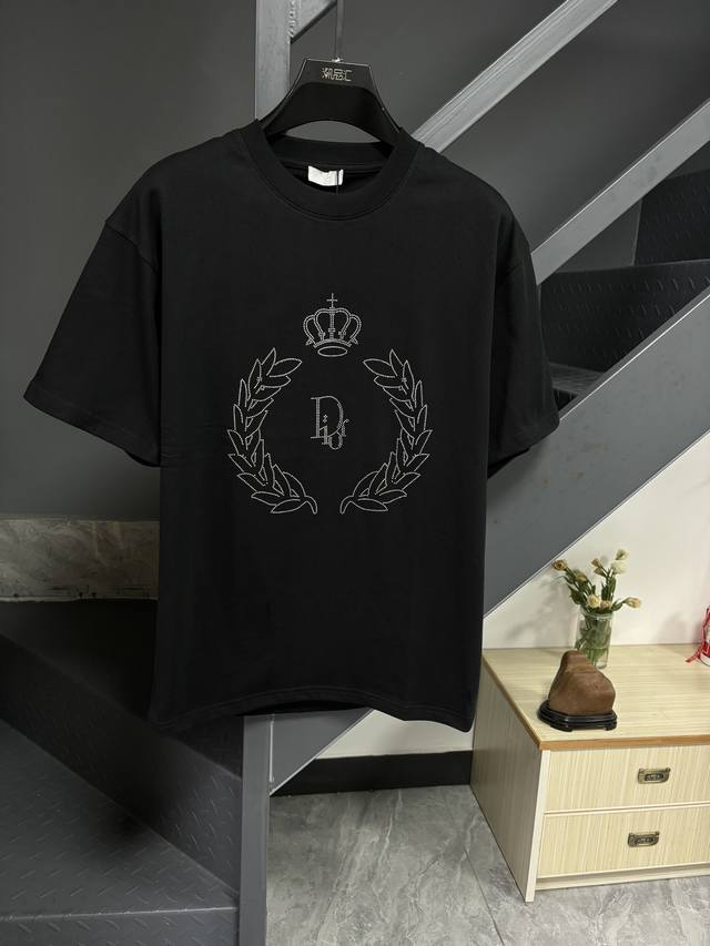 Dior Dior Pearl-Print Logo Short-Sleeve T-Shirt 280G Custom-Made Pure Cotton Fab