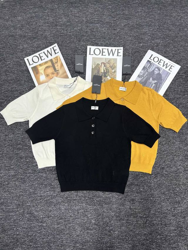 Saint Laurent & Ysl Collared Short-Sleeve Shirt With Embroidered Letters, Simple