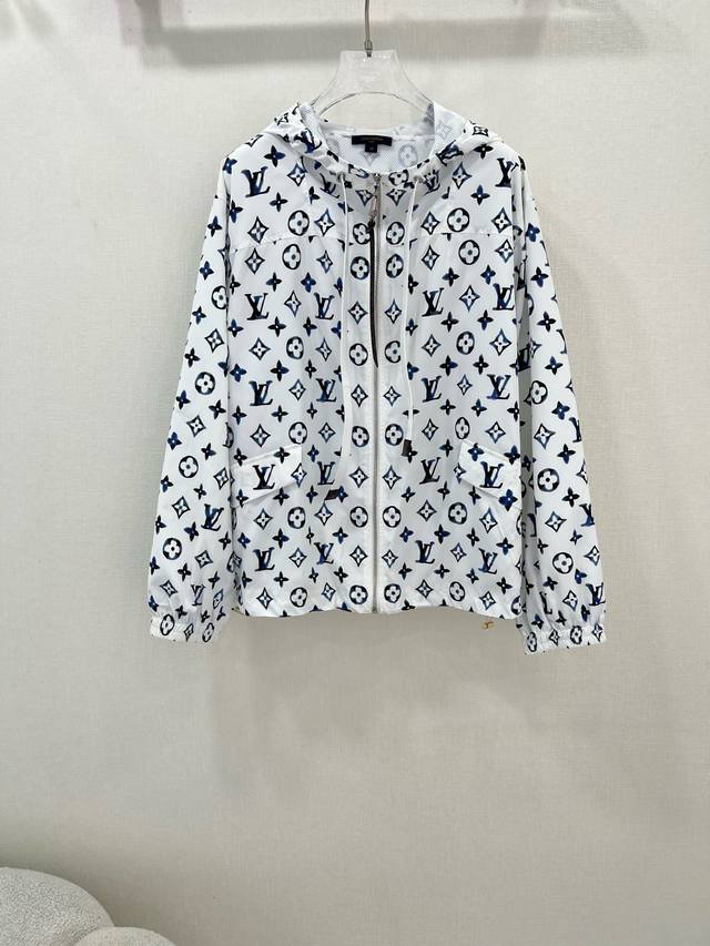 Louis Vuitton*25 New Classic Print White Base Blue Flower Jacket Uv Protection,