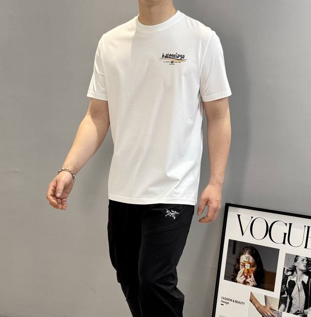 Balenciag*A Paris World*25S New Summer T-Shirt. Double-Sided Heat-Pressed Design