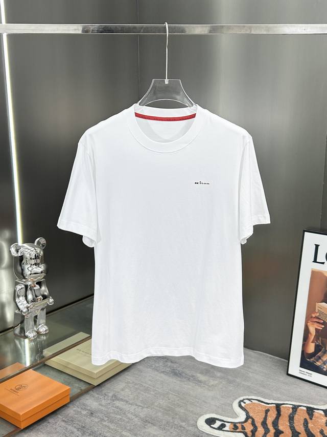 Kiton 2025 New Arrival Men's Casual Round Neck Embroidered Short-Sleeve T-Shirt,