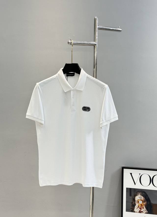 Armani 25S Spring/Summer Men's Polo Shirt. New Arrival! 100% Silk-Like Pearl Cot