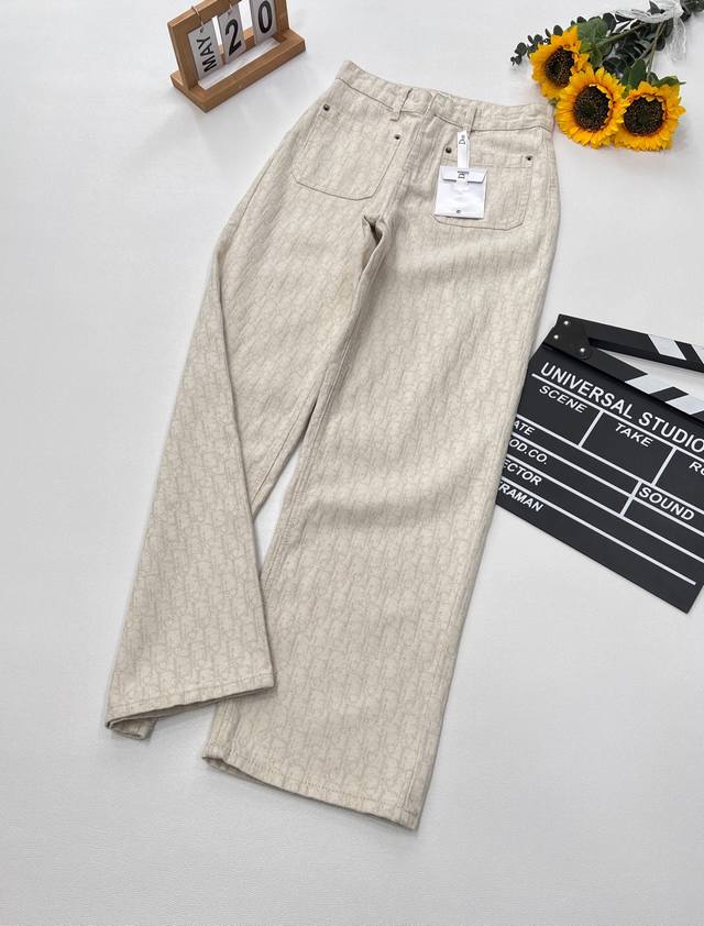 Dior 2025 Spring/Summer New Arrival D-Letter Jacquard All-Over Print Apricot-Col