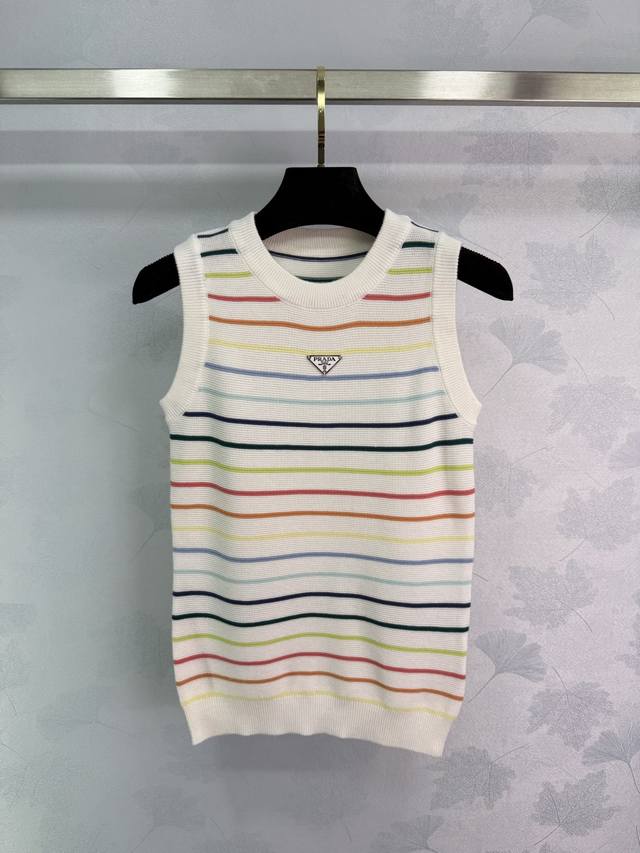 Prada*25 Spring/Summer New Series Colorful Striped Vest Classic Design With A Pr
