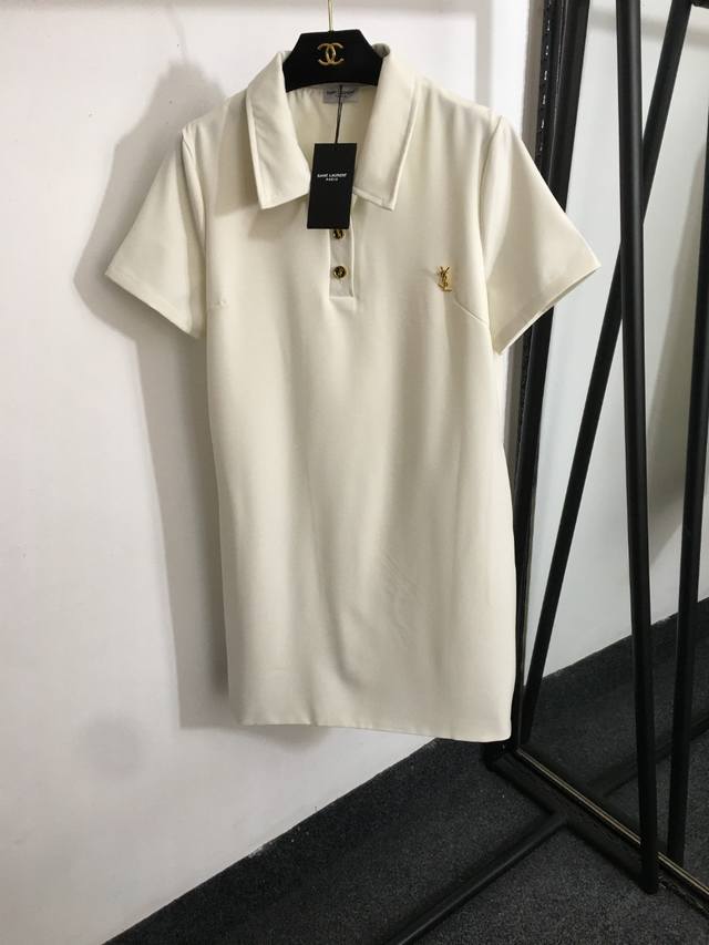 Style Number 20252229 Ysl*New Arrival Logo Brooch-Decorated Polo Neck Short-Slee