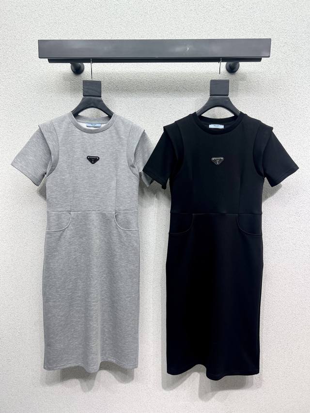 P-Brand Short-Sleeve Dress With A Delicate And Soft Texture, A Classic And Youth