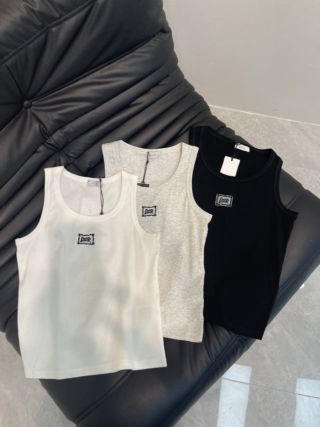 Dior Minimalist Logo Letter Diamond-Embellished Patterned Vest! Strongly Recomme
