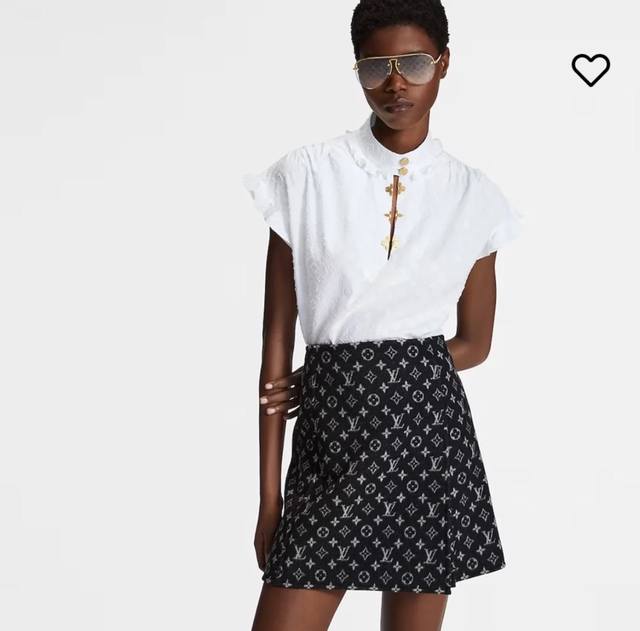 Louis 2025 Spring/Summer New Arrival White Jacquard Logo Shirt With Gold Buttons