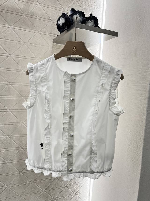 Dio*2025 New Arrival Mushroom-Shaped Lace Sleeveless Shirt Custom-Made Yb Twill