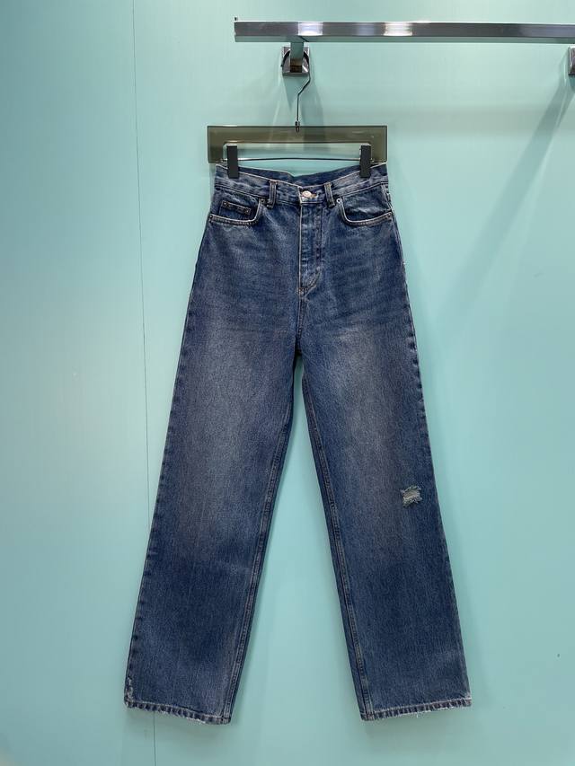 Dior Early Spring New Arrival Straight-Leg Denim Pants, Washed Denim Fabric, Cla