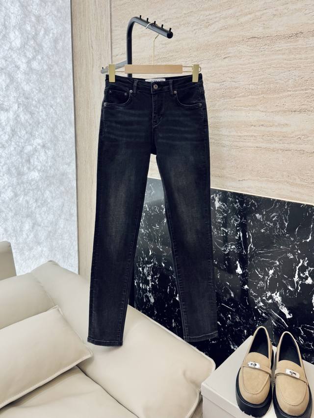 Cx032#New Arrival Denim Pants Loewe Letter Embroidery Stretch Denim Cotton Slim-