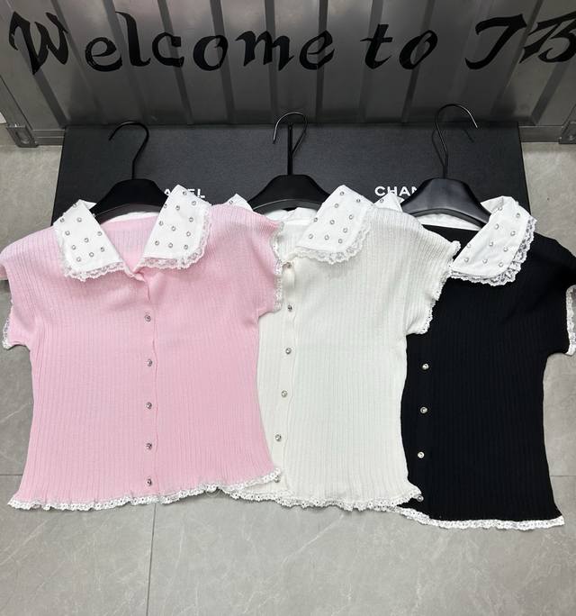 New Arrival Style No.: 27577# #Niu Lace Collar Short-Sleeve Top Real-Life Photos