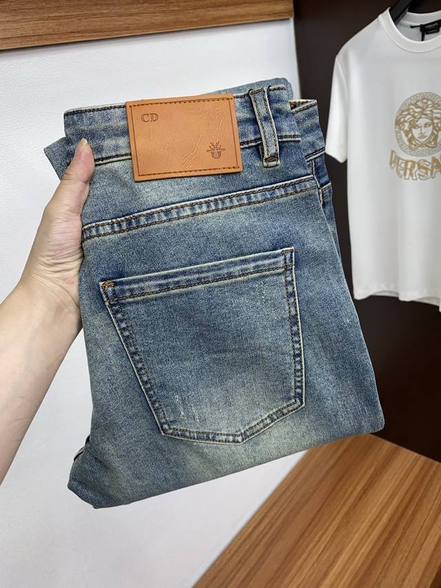Dior 2025 Ss Early Spring New Arrival Authentic Men's Washed Denim Pants Pure-Bl