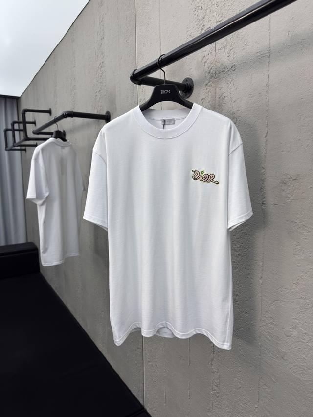 Dior Snake-Shaped Embroidered Short-Sleeve Craftsmanship: Made From 21S Double-P