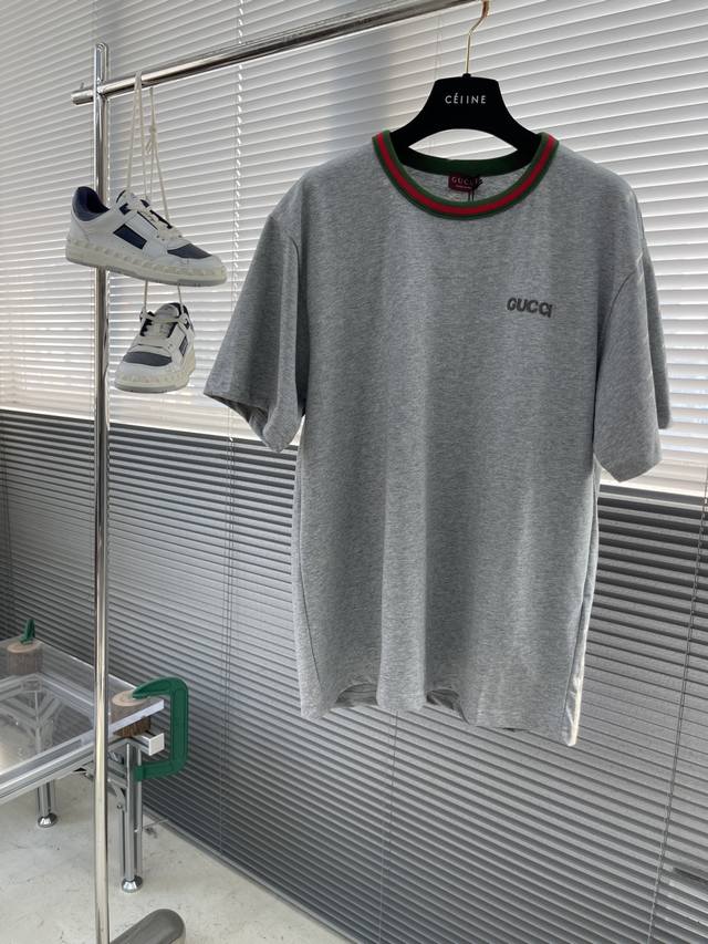 Gucc 25Ss New Short-Sleeve T-Shirt Crafted From Lightweight Knit Cotton, Adorned