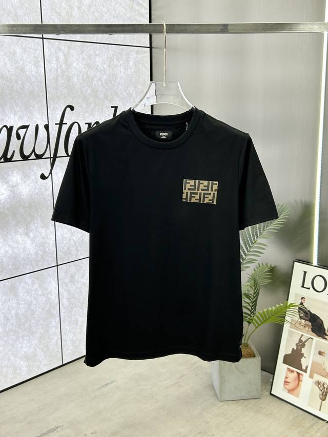 Fendi Spring/Summer New Arrival 3D Letter Patch Chest Label Short Round Neck T-S