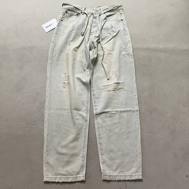 Acne Studios Washed-Out Hole-Patterned Belted Trousers