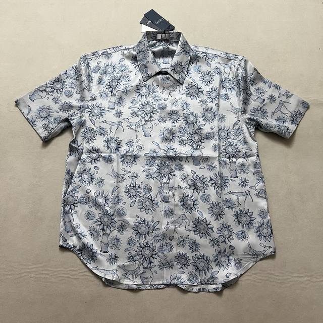 Dior Full-Print Letter Print Short-Sleeve Shirt