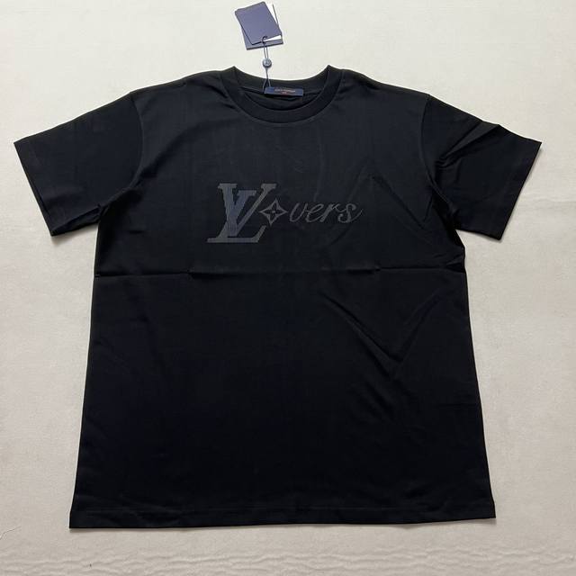 Lv Gradient Letter Round Neck Short-Sleeve T-Shirt