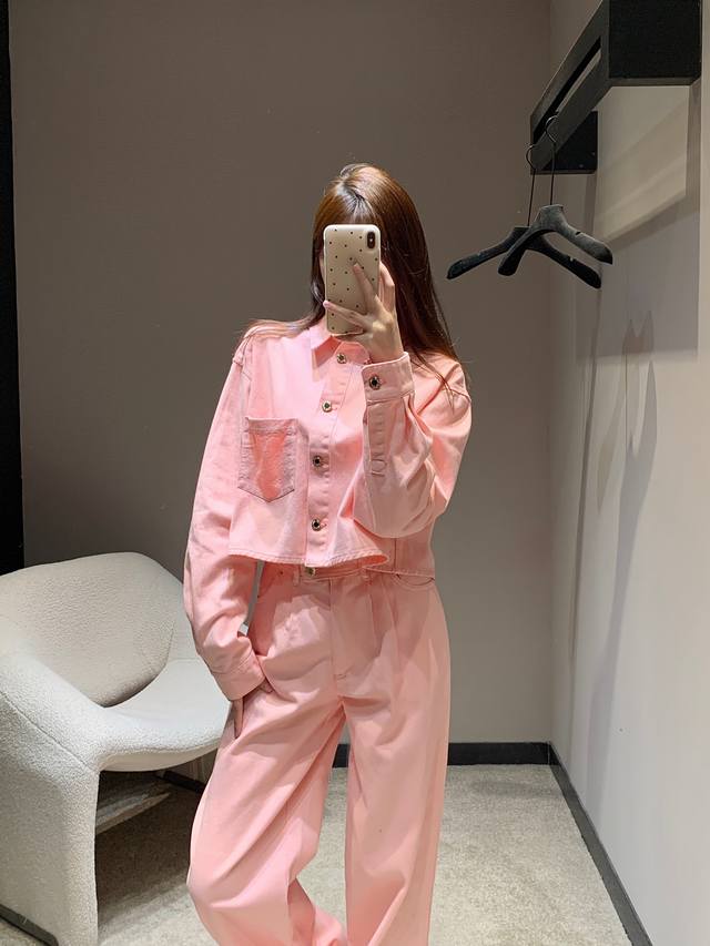 Shirt Pants Louis Vuitto* 25Ss Spring/Summer New Arrival Pink Denim Shirt Jacket