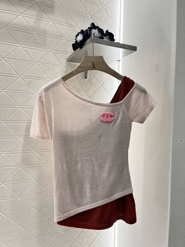 Chane*2025 New Arrival Color-Blocked Faux Two-Piece Knit Top Custom-Made Yb Wool
