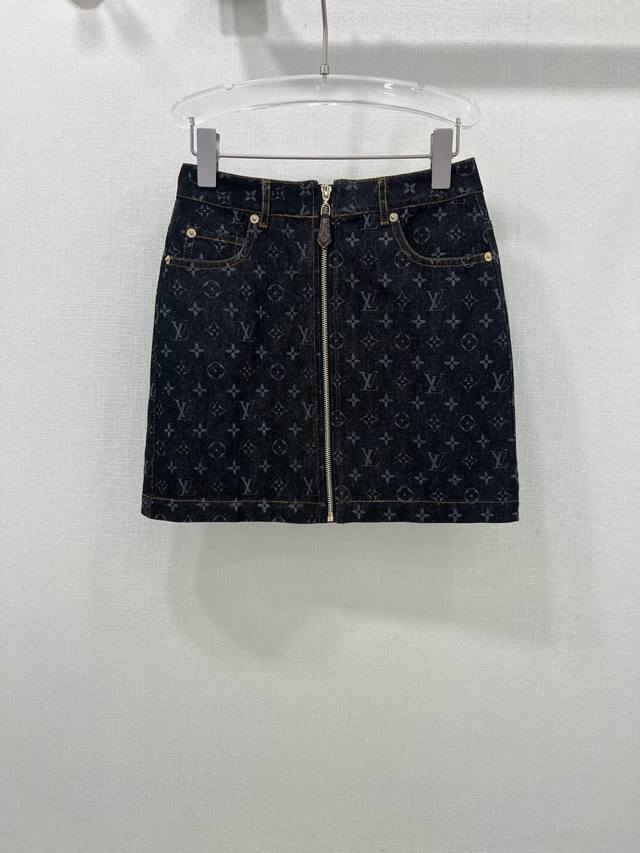 Louis Vuitton*N25 New Arrival Front Zipper Leather Buckle Skirt Classic Vintage