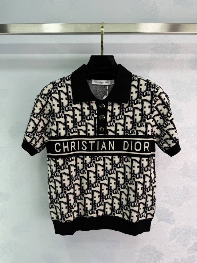 Dio*2025 New Arrival Jacquard Knit Collar Short-Sleeve Custom-Made Yb Tencel Woo