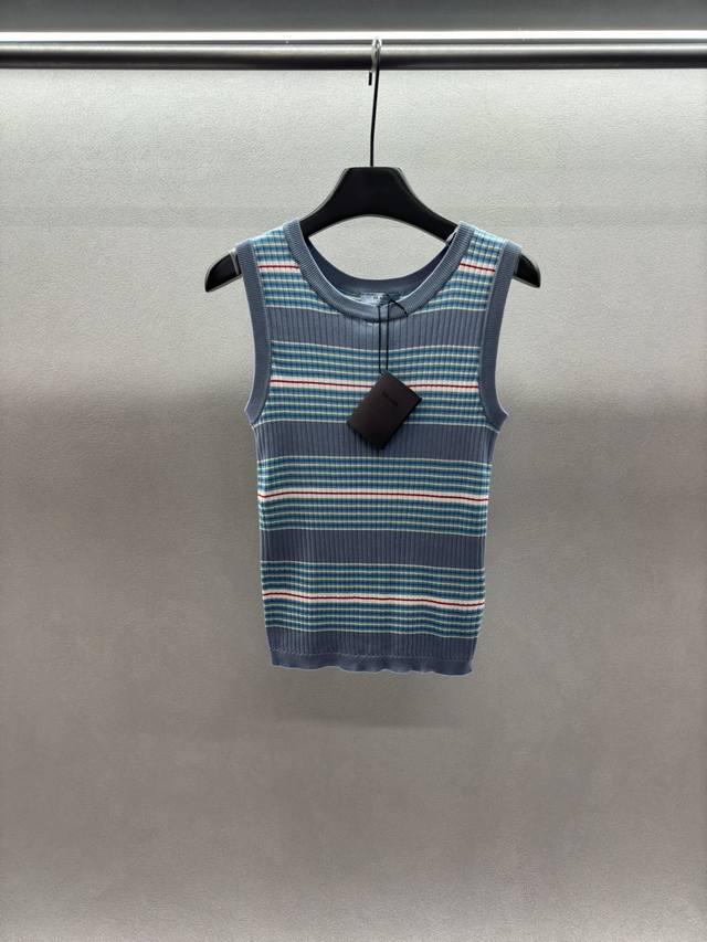 2680 Spring And Summer ! Prad*, Color-Blocked Striped Tank Top, Soothing Blue, O