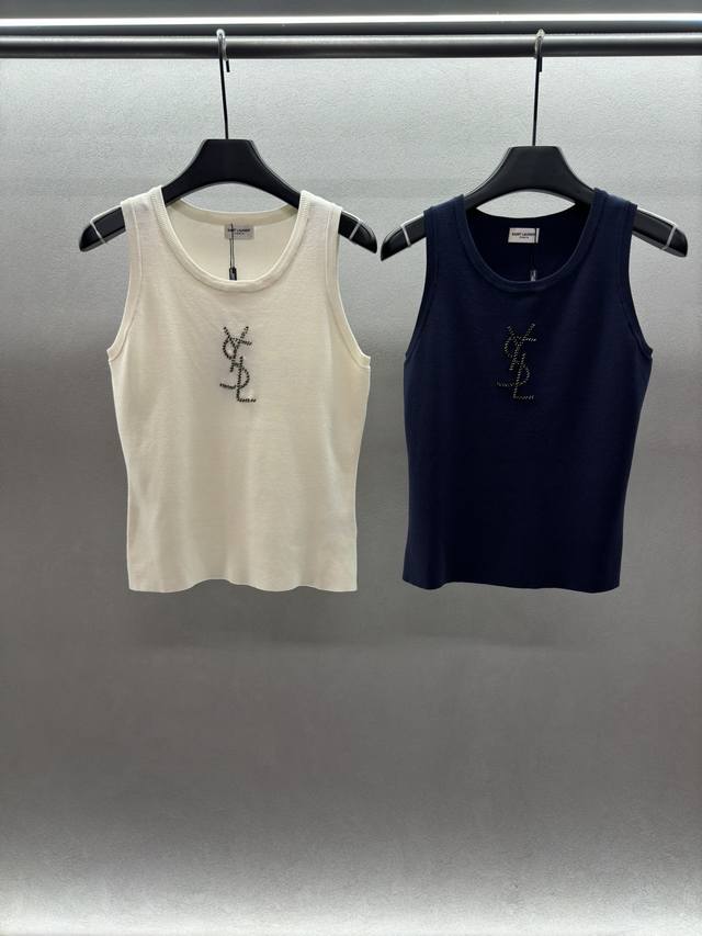 2680 Spring And Summer ! Ys*L, Sequin-Embellished Knit Tank Top, Sequin Logo For