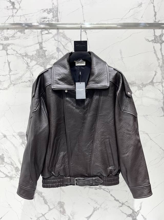 Holy Family Double Collar Oversized Motorcycle Jacket The Loose Silhouette Is In