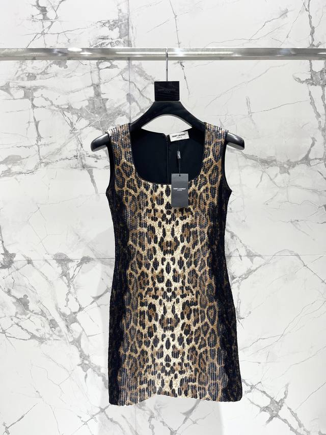 Saint Roja Leopard Print Sequined Retro Sleeveless Dress This Dress Is The Perfe