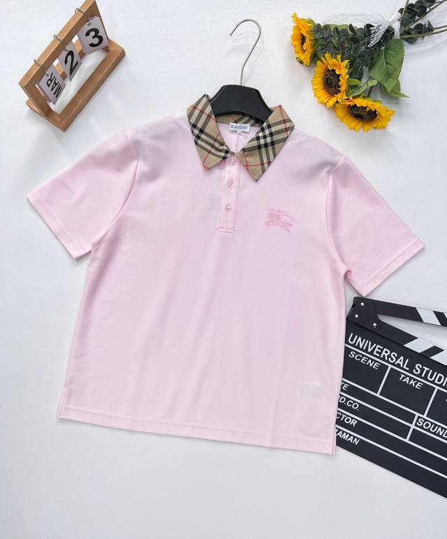 Burberry New Horse Embroidered Checkered Polo Collar Short-Sleeved Shirt. The So