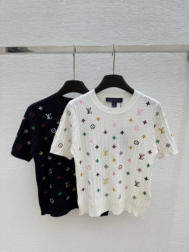 L Home Early Spring New Arrival Round Neck Star Pattern Knit Short-Sleeve Shirt