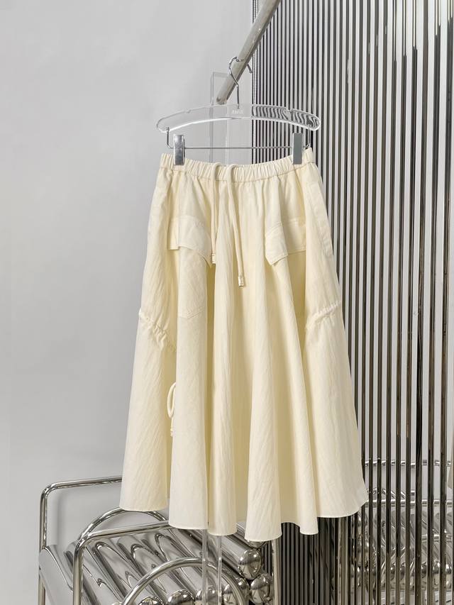 New Arrival! Latest Pr 25New White Drawstring Asymmetric Skirt. Sizes: S, M, L.