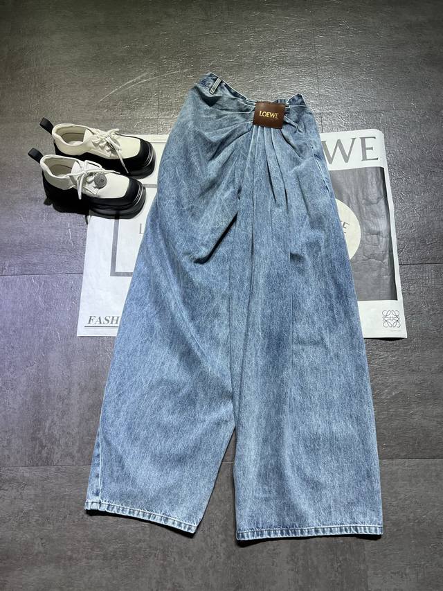 Pp Loew* Roewe 25Ss New Irregular Pleated High-Waisted Premium Denim Pants Avail