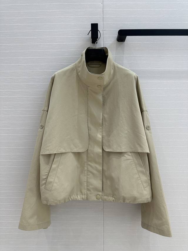 Original Quality Ic*25 New Arrival Cotton Silk Twill Stand-Collar Trench Coat Ja