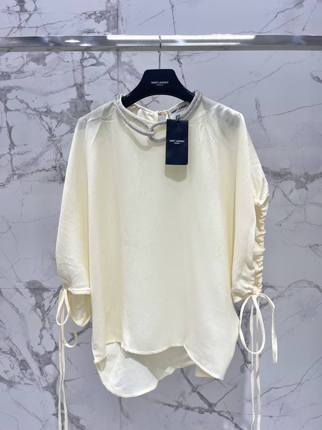 New Batwing Sleeve Two-Piece Top With Diamond Collar Korean Imported Fabric Text