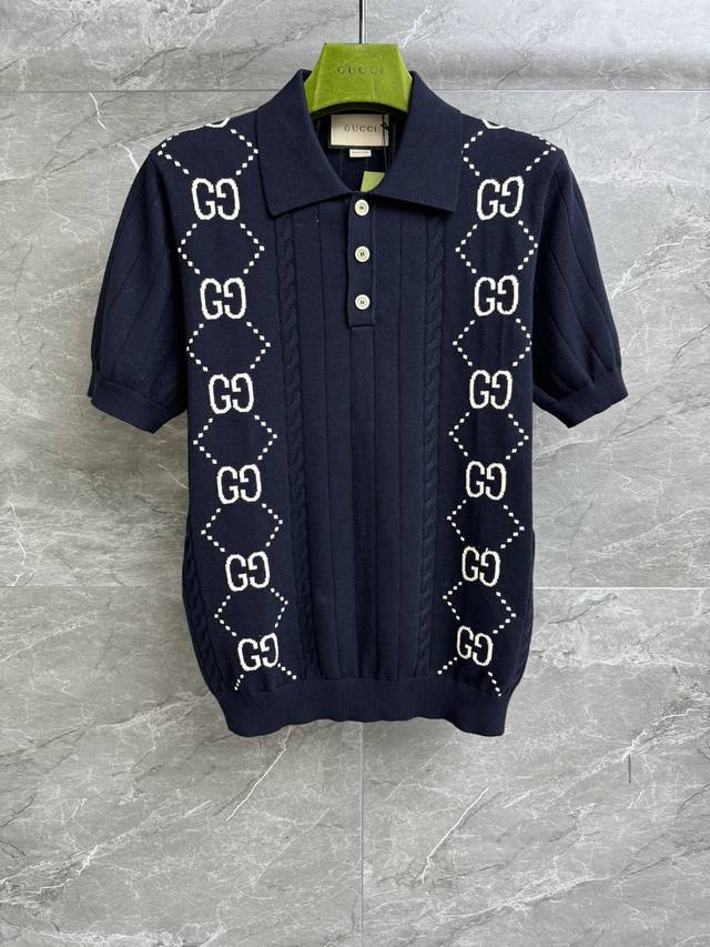 New Arrivals For Early Autumn! G-Brand Embroidered Logo Knit Short-Sleeve Sweate