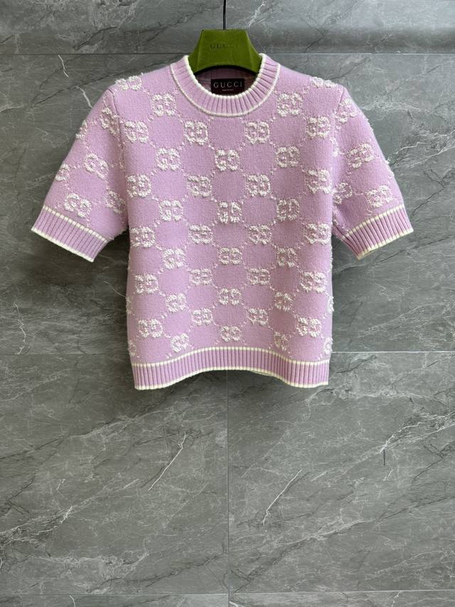High-Quality Version Now Available! G-House Jacquard Wool Short-Sleeve Sweater 2