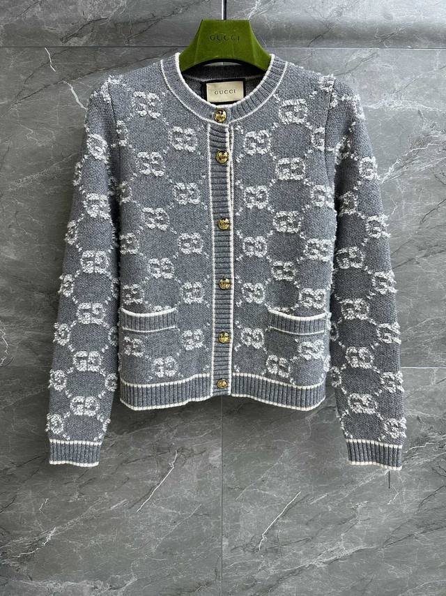 High-Quality Version Now Available! G-House Jacquard Wool Cardigan, Autumn/Winte