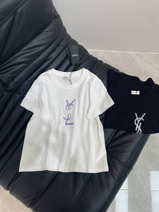 Ysl*25 Spring/Summer New Arrival Gradient Burned Embroidered Short-Sleeve T-Shir