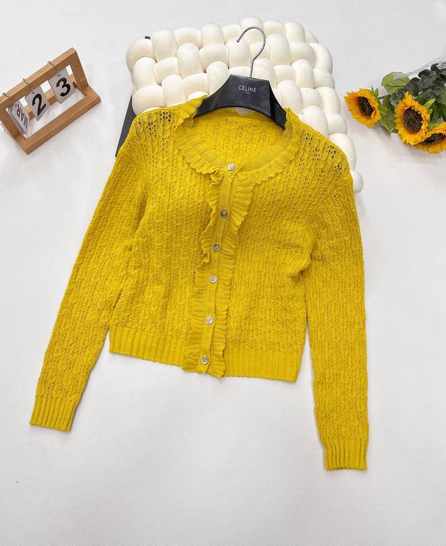 Chanei25Ss Early Spring New Arrival Pleated Lace Knit Cardigan | Exclusive High-
