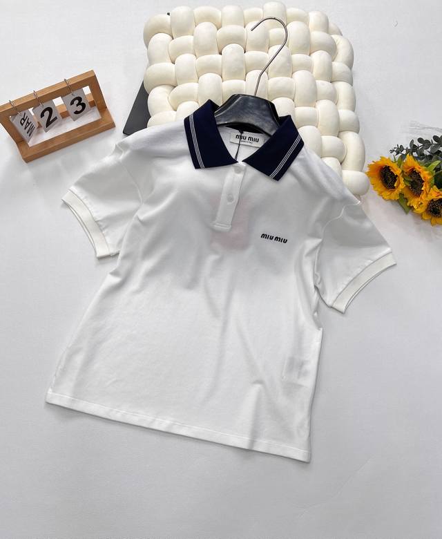 Miumiu New Arrival Color-Block Collar Short-Sleeve Shirt,Custom-Made Yb Imported