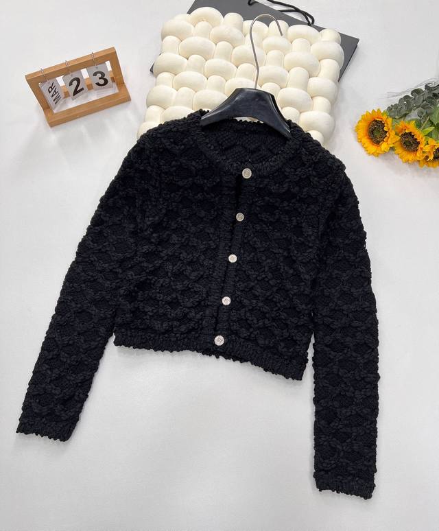 Chanel25Ss The New Spring-Summer Tweed Diamond-Patterned Lace-Knit Cardigan Jack