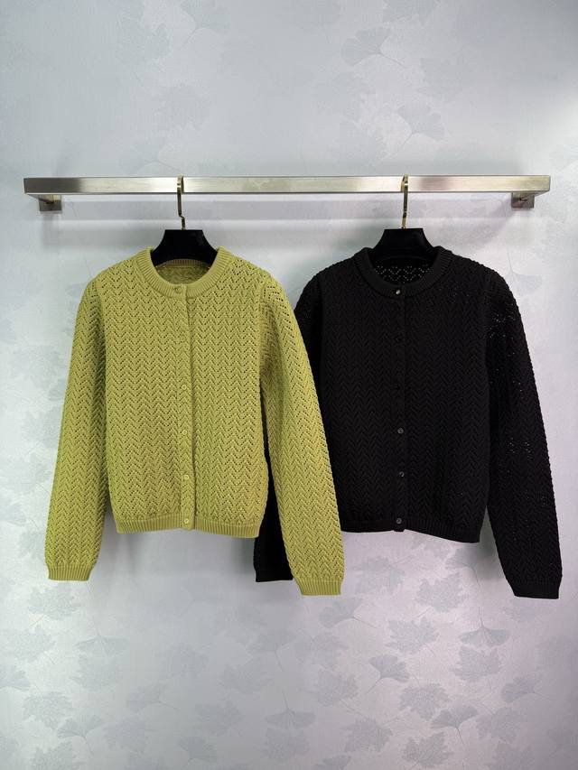 Gucc*2025 Spring/Summer New Arrival Lace-Up Knit Cardigan Available In Green And