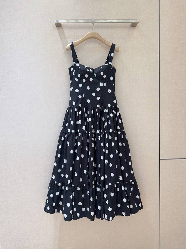 Dolce&Gabbana New Arrival A Black-Based White Polka Dot Strapless Dress, Custom-