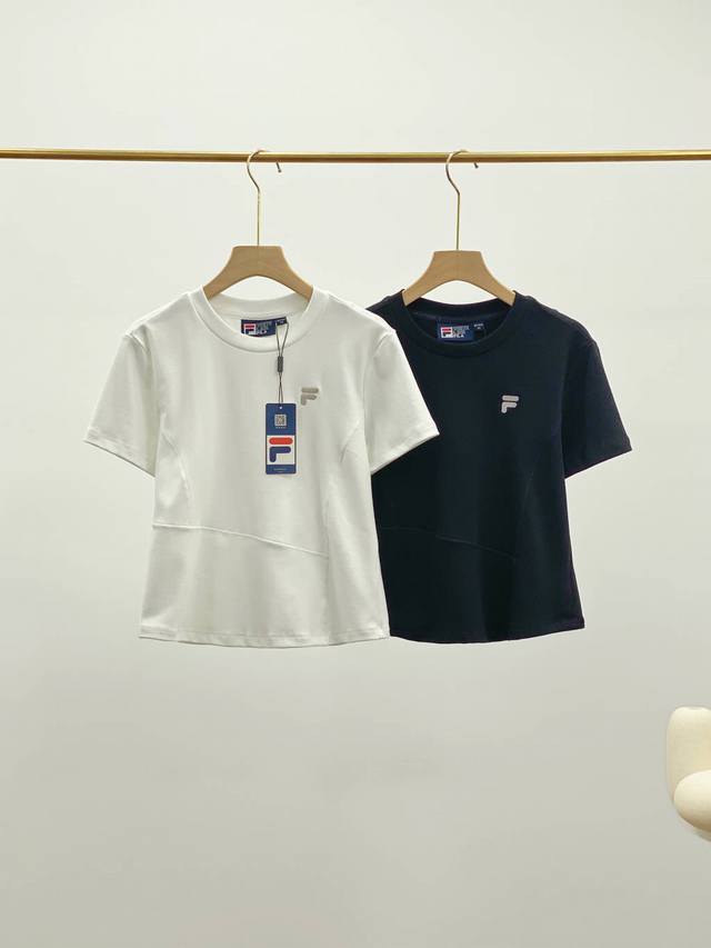 Fila Trendy Women's Knitted Short-Sleeve T-Shirt 2025 Summer New Fashion Casual
