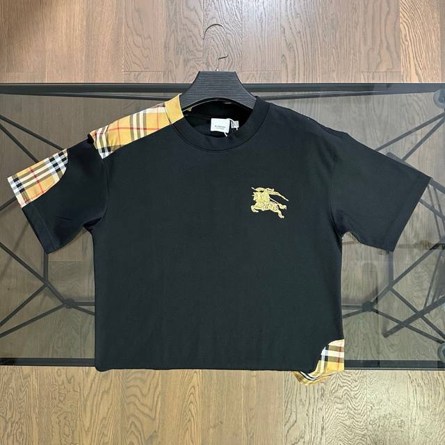Burberry 2025 Spring/Summer New Horse Embroidered Patchwork Check Design Round N