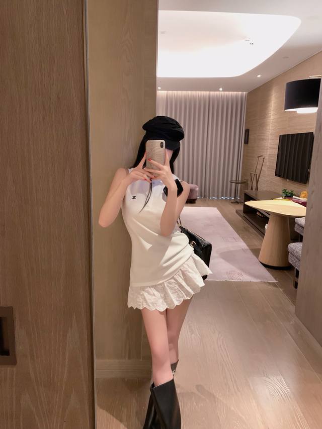 New Arrival Chane* Milk Lace Collar Backless Dress High-End Customization Chane*